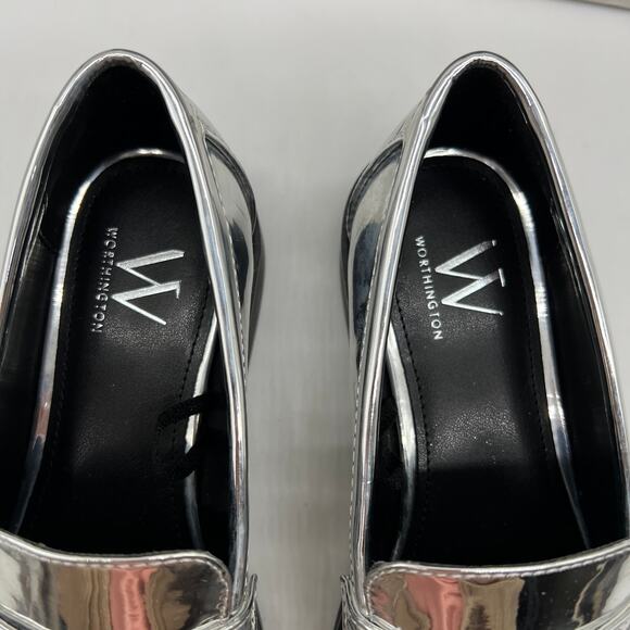 Worthington Ellen Womens Round Closed Toe Loafers Silver Size 6M - Picture 4 of 13